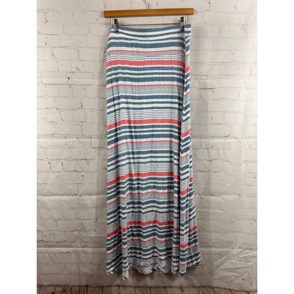Cato Maxi Skirt Women's Size Medium Blue White Red Striped Stretch Pull On - Picture 2 of 5